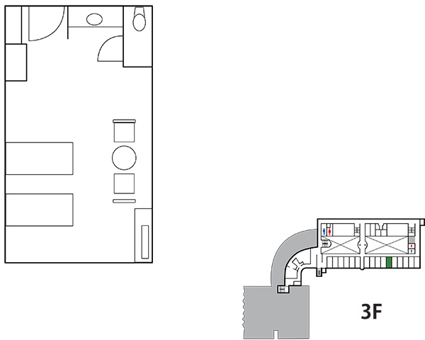 洋室 2名部屋：13畳　図面